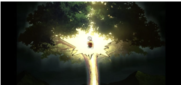 アニメ鬼滅の刃の我妻善逸が雷に打たれているところ